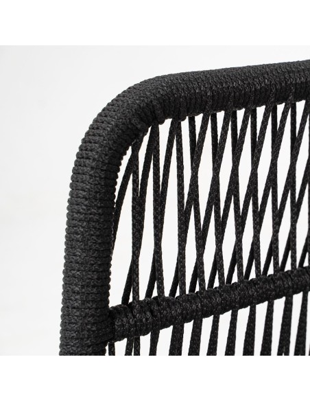 MARK Set (4pcs) Acacia Natural, Rope Wicker Black, Cushions Beige