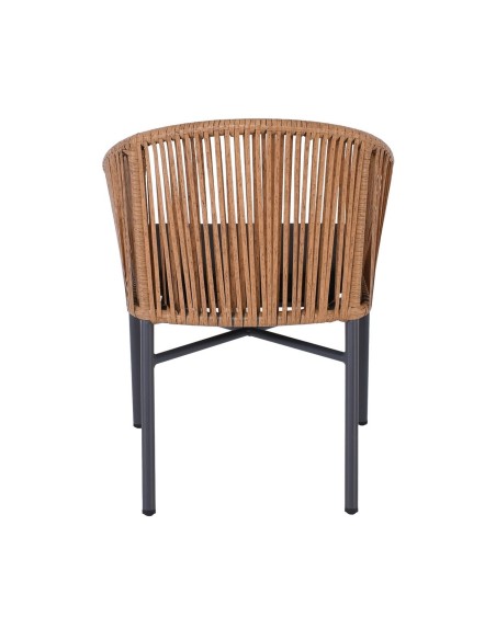 BRAGA Armchair Alu Anthracite-Wicker Natural-Cushion Black