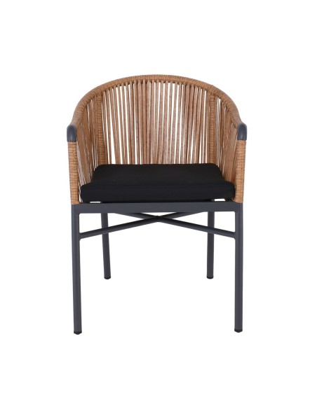 BRAGA Armchair Alu Anthracite-Wicker Natural-Cushion Black