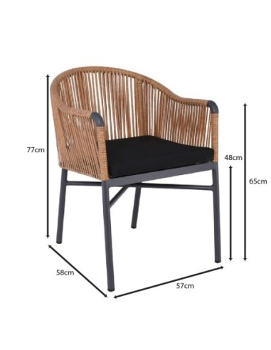 BRAGA Armchair Alu Anthracite-Wicker...