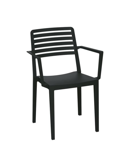 NOLA Πολυθρόνα Τραπεζαρίας Κήπου Στοιβαζόμενη, PP - UV Protection, Απόχρωση Μαύρο