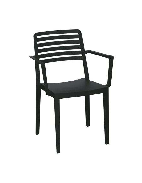 NOLA Πολυθρόνα Τραπεζαρίας Κήπου Στοιβαζόμενη, PP - UV Protection, Απόχρωση Μαύρο