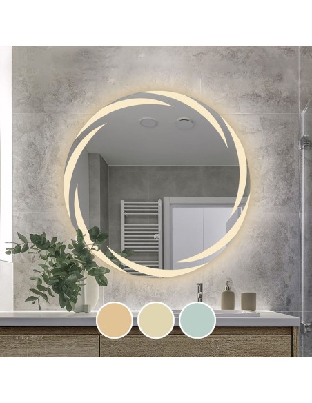 LED-1 Καθρέπτης Τοίχου - Φωτιζόμενος - Αφής, με 3 επιλογές εναλλαγής χρωμάτων
