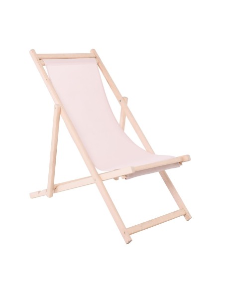 Σαιζ-Λόνγκ Ξαπλώστρα 3 θέσεων κλίσης, Οξιά Άβαφη, Textilene Εκρού, Πτυσσόμενη