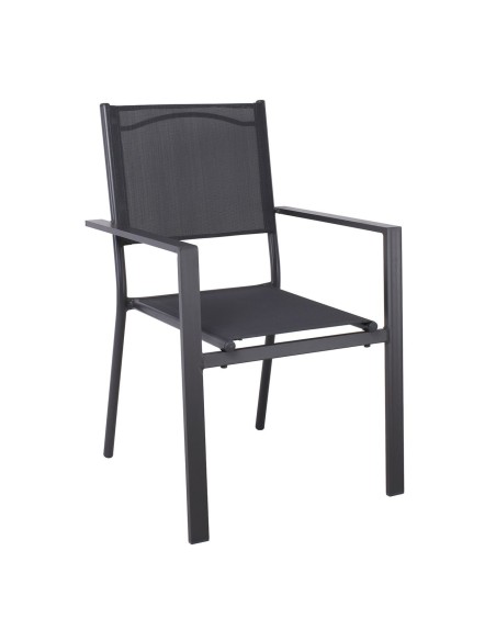 AMIRAL Πολυθρόνα Dining Στοιβαζόμενη, Αλουμίνιο Ανθρακί - Textilene Γκρι