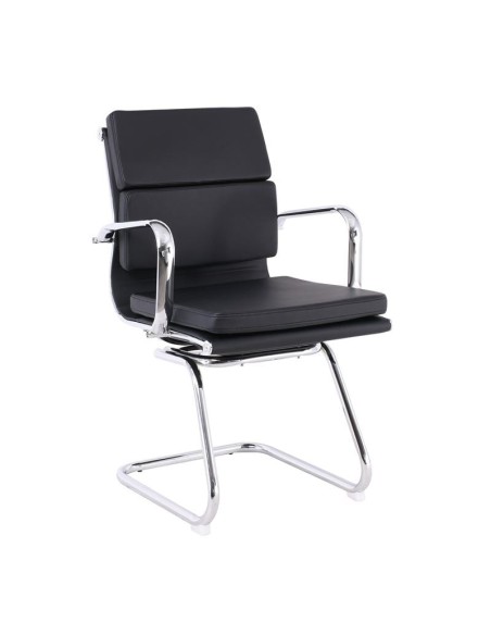 BF4800V Πολυθρόνα Γραφείου Επισκέπτη, Μέταλλο Χρώμιο, PU Μαύρο