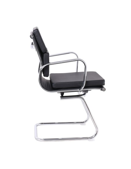 BF4800V Πολυθρόνα Γραφείου Επισκέπτη, Μέταλλο Χρώμιο, PU Μαύρο