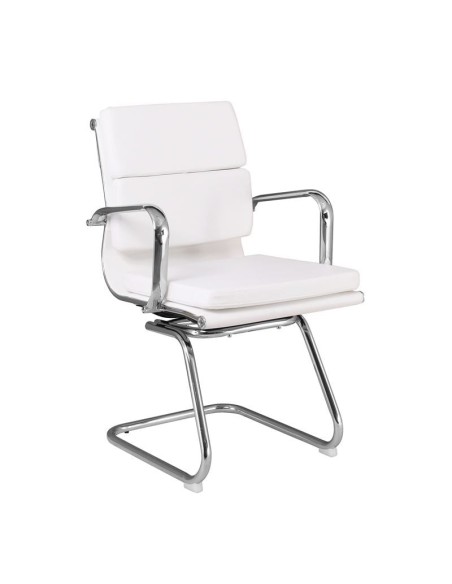 BF4800V Πολυθρόνα Γραφείου Επισκέπτη, Μέταλλο Χρώμιο, PU  Άσπρο