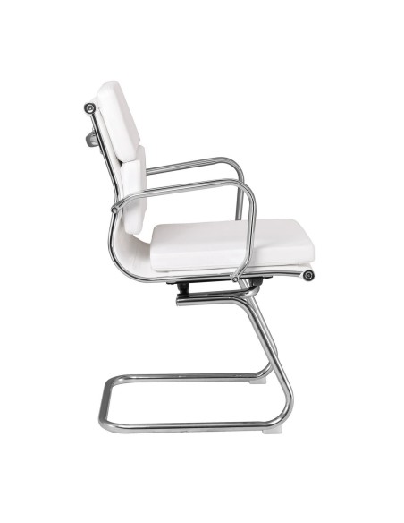 BF4800V Πολυθρόνα Γραφείου Επισκέπτη, Μέταλλο Χρώμιο, PU  Άσπρο