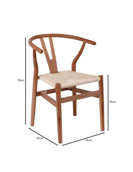 LIMA Chair Walnut, Seat Paper Rope Natural