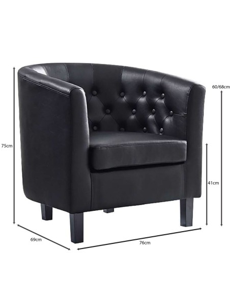 BOGA-Button Armchair Black Pvc