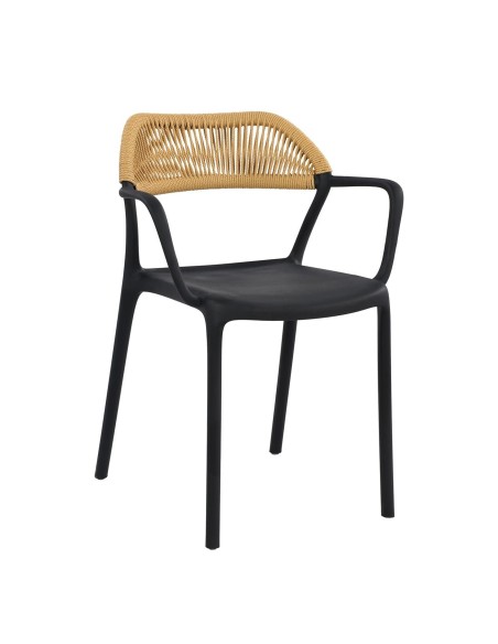 DOLLI Armchair PP-UV Black-Rope Wicker Natural