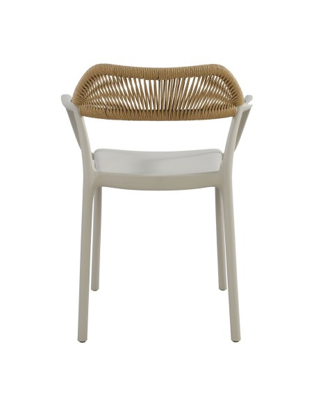 DOLLI Πολυθρόνα Στοιβαζόμενη, PP-UV Γκρι, Rope Wicker Φυσικό