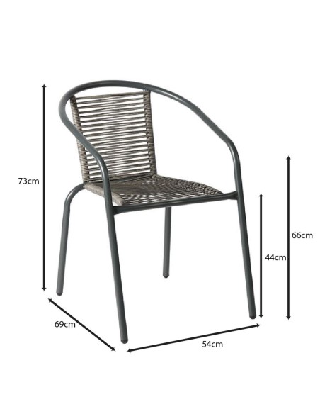 MIKA Armchair Metal Anthracite-PE Rattan Grey