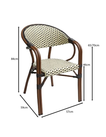 PARIS Armchair Alu Walnut-Wicker Beige-Brown