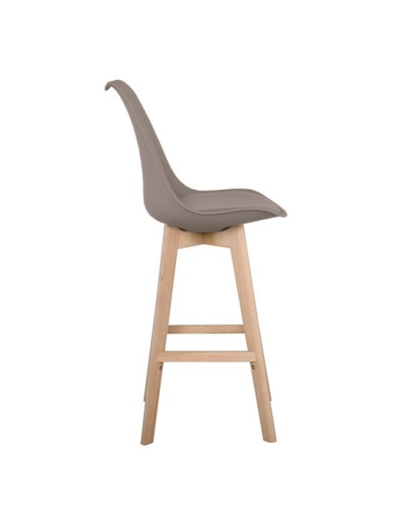 MARTIN Σκαμπό BAR Οξιά Φυσικό, Κάθισμα Η.67cm, PP-Pu Sand Beige, Μονταρισμένη Ταπετσαρία