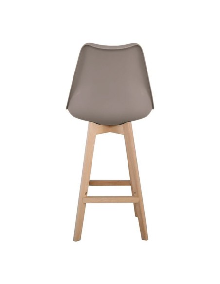 MARTIN Σκαμπό BAR Οξιά Φυσικό, Κάθισμα Η.67cm, PP-Pu Sand Beige, Μονταρισμένη Ταπετσαρία