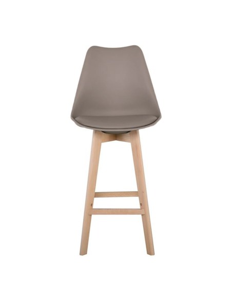 MARTIN Σκαμπό BAR Οξιά Φυσικό, Κάθισμα Η.67cm, PP-Pu Sand Beige, Μονταρισμένη Ταπετσαρία