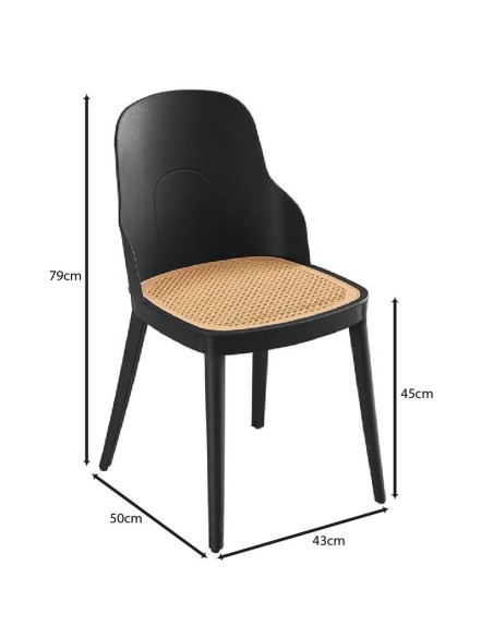 MELINA Καρέκλα PP Μαύρο, PP Rattan Μπεζ