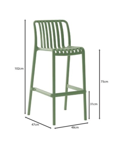 MODA Stackable Bar Stool PP-UV Green
