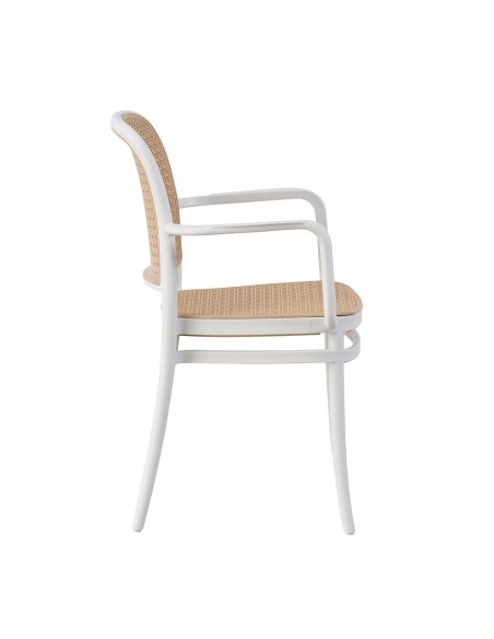 FLORENCE Πολυθρόνα PP Άσπρο, PP Rattan Μπεζ, Στοιβαζόμενη