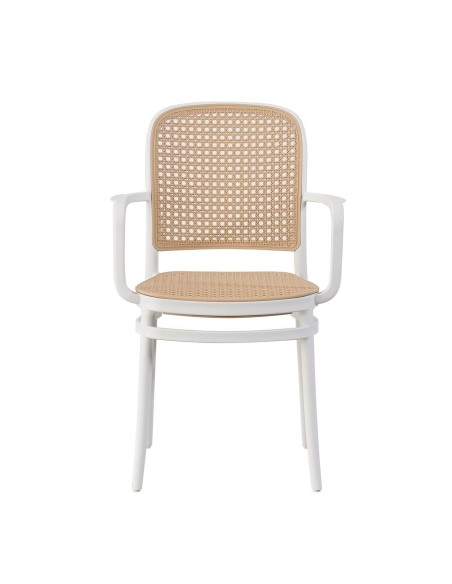 FLORENCE Πολυθρόνα PP Άσπρο, PP Rattan Μπεζ, Στοιβαζόμενη