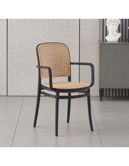 FLORENCE Stacking Armchair PP Black-Beige