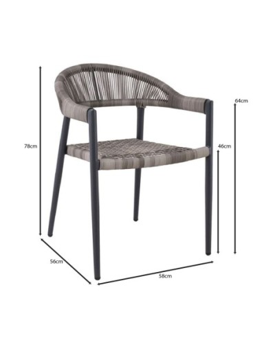 MADISON Armchair Alu Anthracite-Rope...