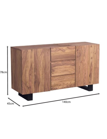 NELSON Buffet 140x45x78 Acacia Natural Finish (Black Paint)