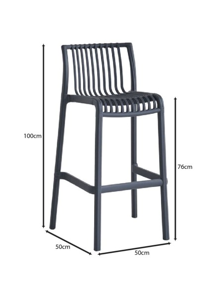 MODENA Stackable Bar Stool PP-UV Anthracite