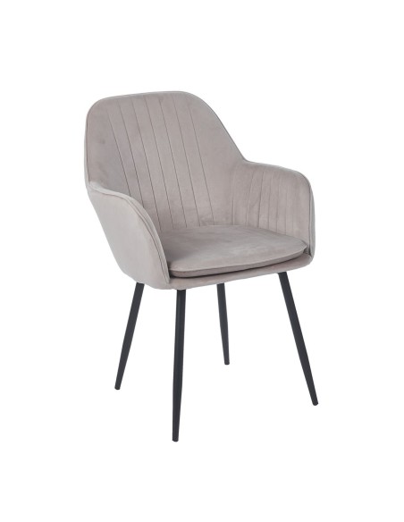 VALERY Armchair Metal Black-Fabric Velure Cappuccino