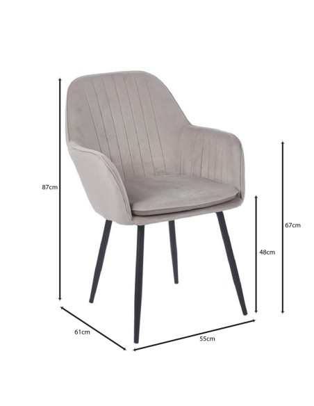 VALERY Armchair Metal Black-Fabric Velure Cappuccino