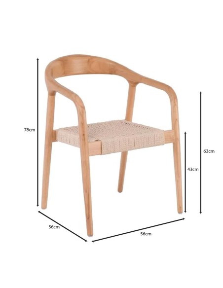 LEXY Πολυθρόνα Τραπεζαρίας Φυσικό, Κάθισμα Paper Rope