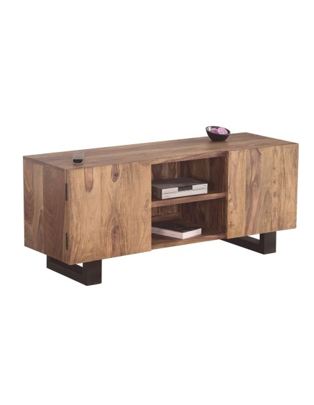 NELSON TV Board 130x43x58 Acacia Natural Finish (Black Paint)