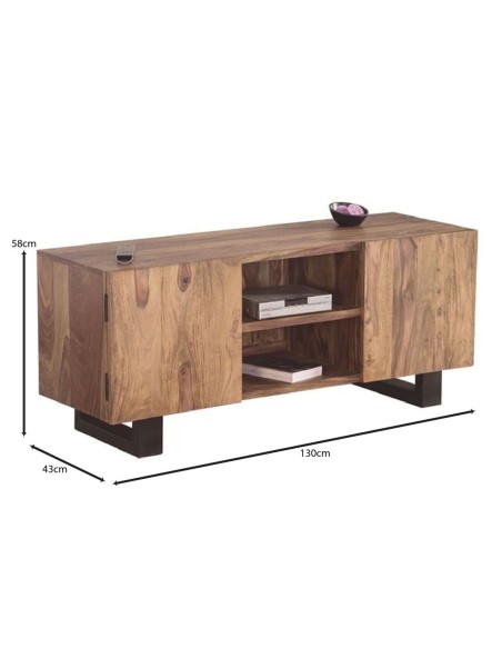 NELSON TV Board 130x43x58 Acacia Natural Finish (Black Paint)