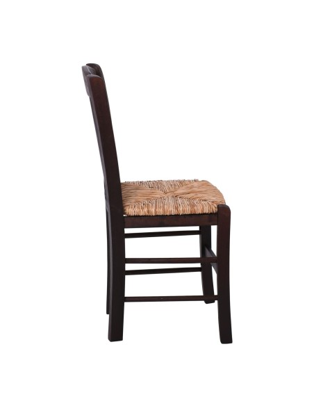 CASA Καρέκλα Οξιά Βαφή Εμποτισμού Καρυδί, Κάθισμα Ψάθα