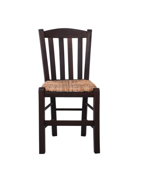 CASA Καρέκλα Οξιά Βαφή Εμποτισμού Καρυδί, Κάθισμα Ψάθα