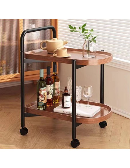 TROLLEY 60x38x65cm Walnut-Metal Black