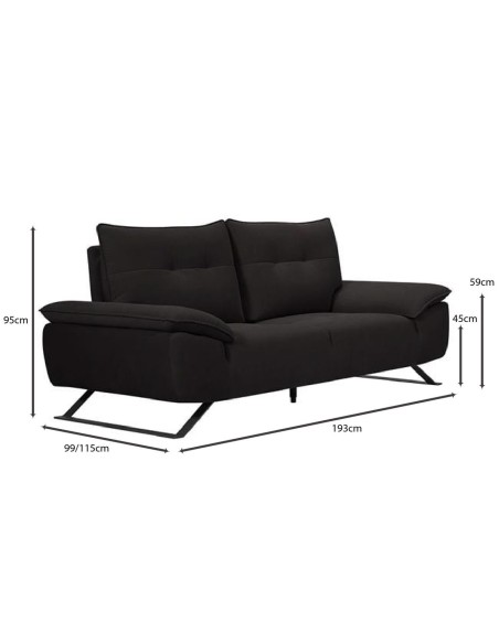 SELENA Καναπές 2-θέσιος Σαλονιού - Καθιστικού, Ύφασμα Ανθρακί, Μεταφερόμενη πλάτη