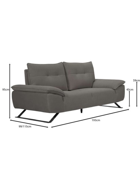 SELENA 2-Seater Sofa Grey Fabric