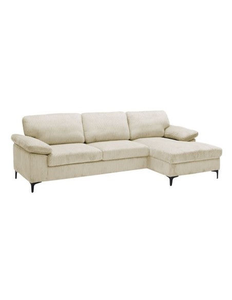 CYRIL Right Facing Corner Sofa, Beige Corduroy Fabric