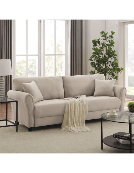 BRITAIN 3-Seater Sofa Beige Fabric