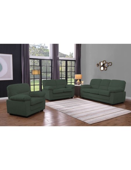 VEGAS Sofa Set (1+2+3) Forest Green Corduroy Fabric