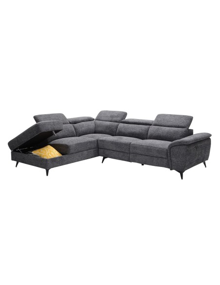 ROMEO Left Facing Corner-Relax Sofa, Grey Fabric
