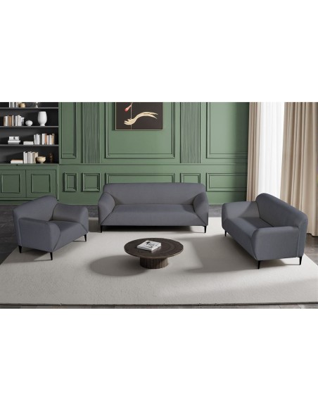 VICTORIA Sofa Set (1+2+3) Dark Grey Fabric