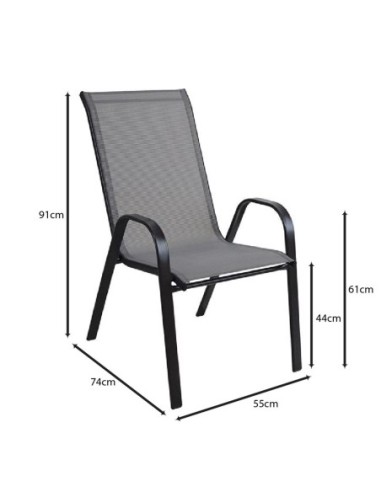 RIO Armchair Metal Black-Textilene...