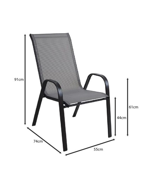RIO Armchair Metal Black-Textilene Grey (4,20 Kg)