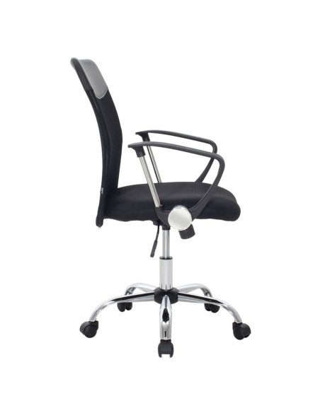 BF2401 Πολυθρόνα Γραφείου Βάση Χρώμιο, Ύφασμα & Mesh Απόχρωση Μαύρο