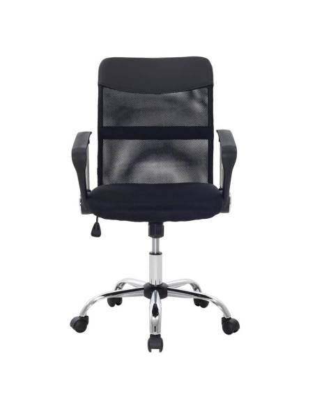 BF2401 Πολυθρόνα Γραφείου Βάση Χρώμιο, Ύφασμα & Mesh Απόχρωση Μαύρο