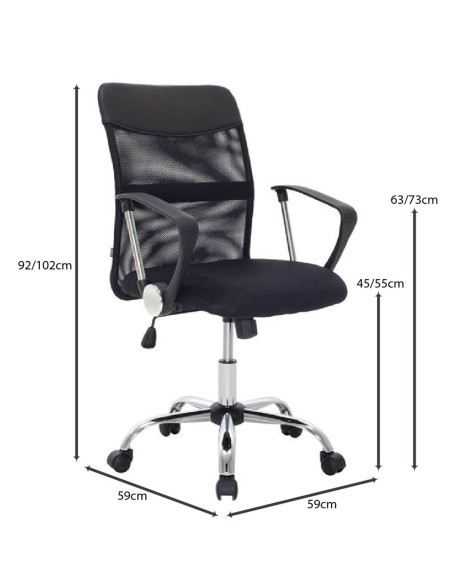 BF2401 Πολυθρόνα Γραφείου Βάση Χρώμιο, Ύφασμα & Mesh Απόχρωση Μαύρο